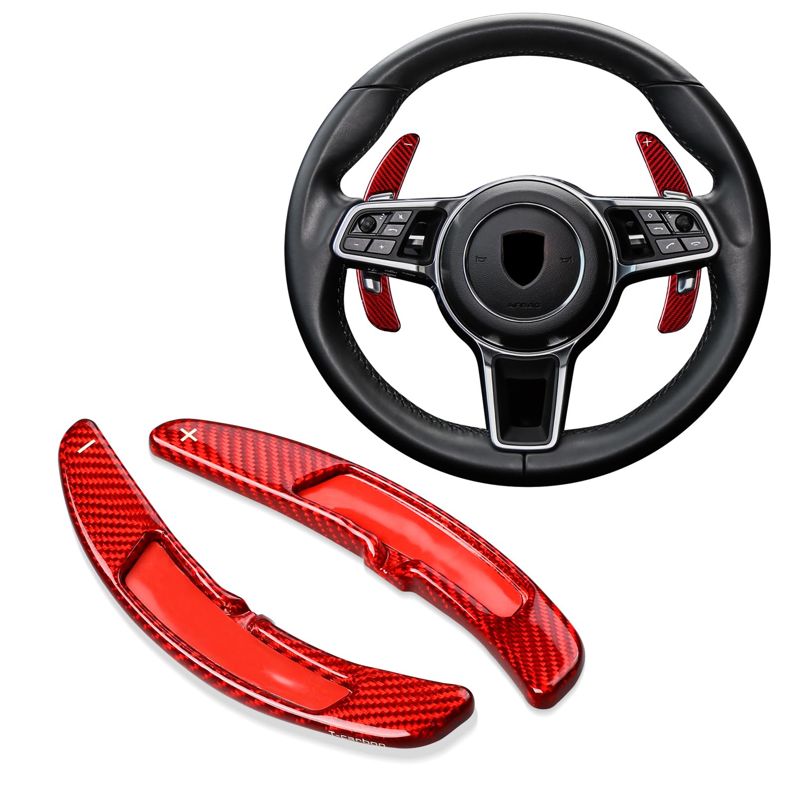 T-carbon Glass Fiber Steering Wheel Paddle Shifter Extension Compatible with Porsche Macan 2018-2023, Paddle Shifter Cover Compatible with Panamera
