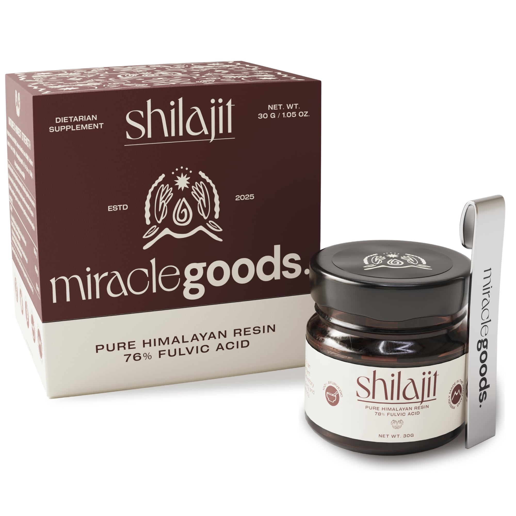 Shilajit Puro dell'Himalaya | Shilajit Resina naturale con 76% Acido Fulvico +85 Minerali | Certificato Laboratorio, Senza Metalli Pesanti | Vitalità Rinnovata e Forza Strutturale