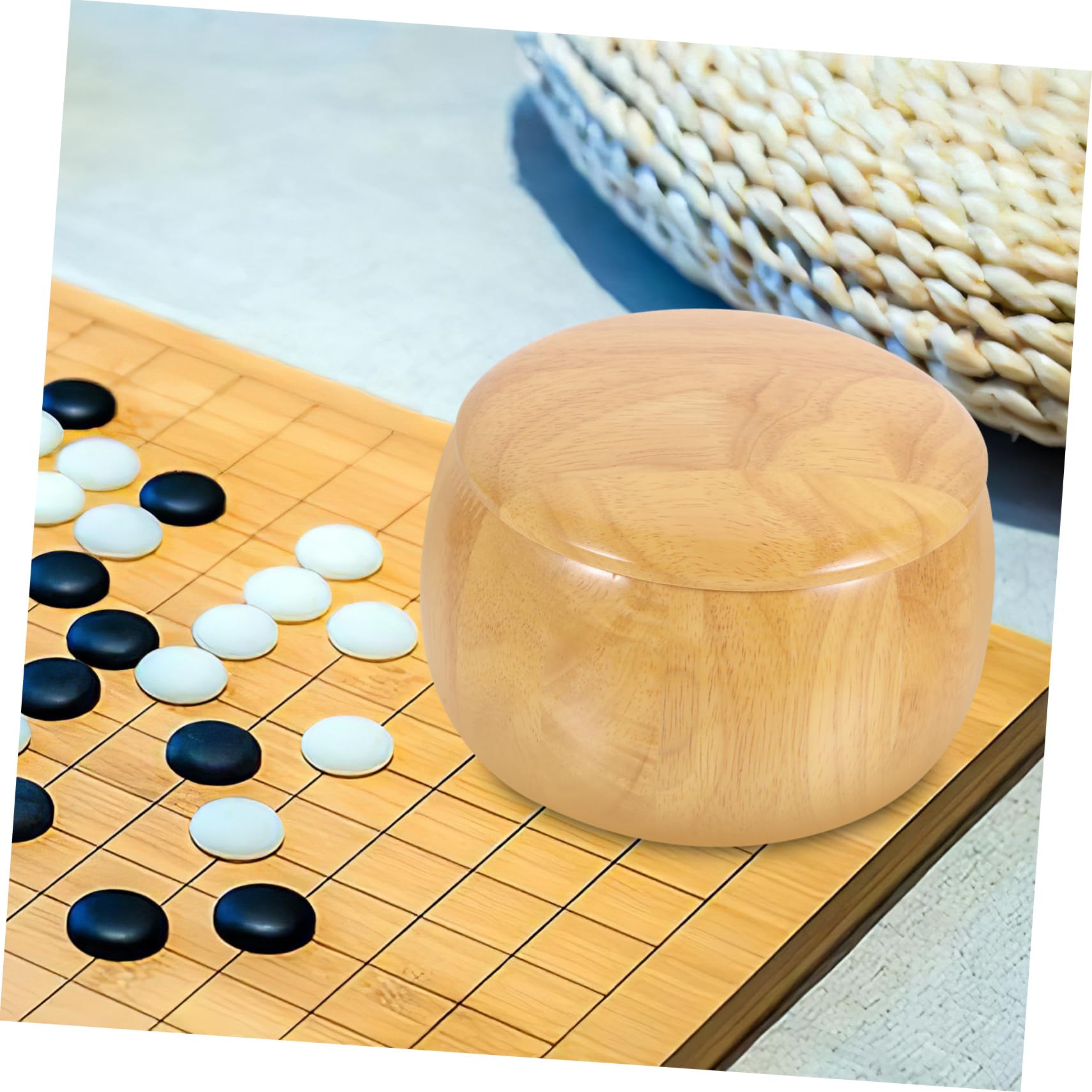 Conteneurs de Stockage en Bois Léger pour Pièces de Go, Lot de 2 Bols Portables Couleur Kaki, pour Salle de Jeu D'échecs à Domicile