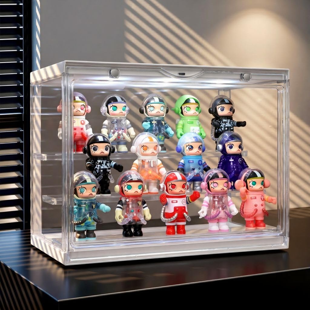 vitrine Acrylique , Lego Showcase, Maquette de bâtiment, Action Character Showcase (Blanc, 30x17x23cm)