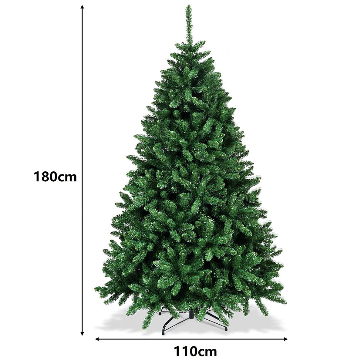 GIANTEX Árbol de Navidad Artificial 180/230/275 cm, Árbol Falso con 1355/2254/3594 Ramas de PVC, Soporte de Metal, Fácil Montaje, Árbol Decorativo para Tienda, Oficina, Hogar, Verde (180 cm)