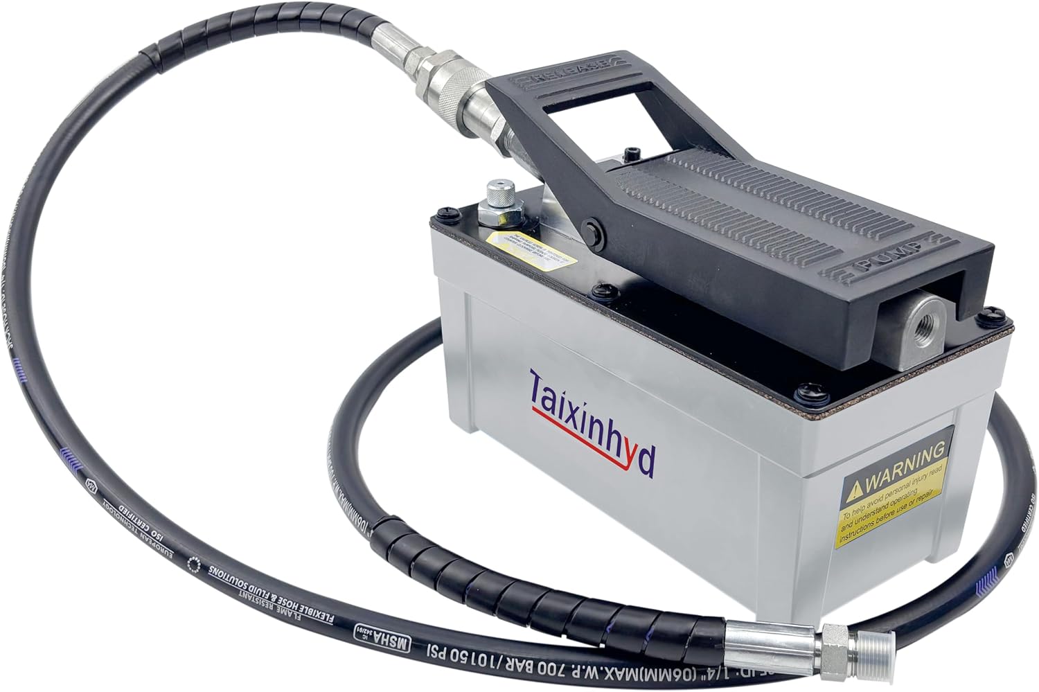 Hydraulic Pump Air Hydraulic Foot Pump Aluminum Tank 98 CU.in 10000 PSI Air Actua Treadle Hydraulic Pump with Pipe, Grey