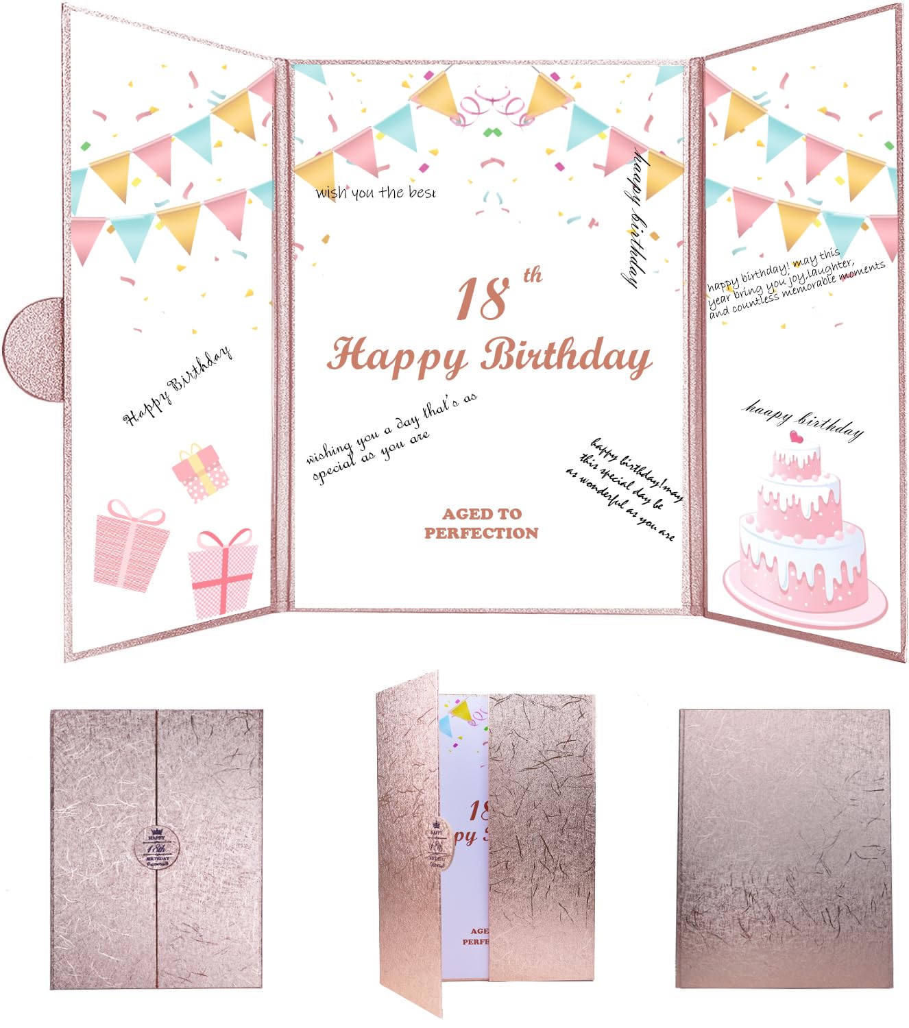 Large 18th Birthday Card, Happy 18th Birthday GuestBook Alternative, Pink Happy 18th Birthday Guest Signature Book, Jumbo 18th Birthday Greeting Card for Girls Women, 18th Birthday Gifts Decorations