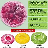 Vista 2 de 120 fundas elásticas reutilizables para almacenamiento de cuencos de alimentos, 3 tamaños, cubiertas coloridas para platos de platos de plástico