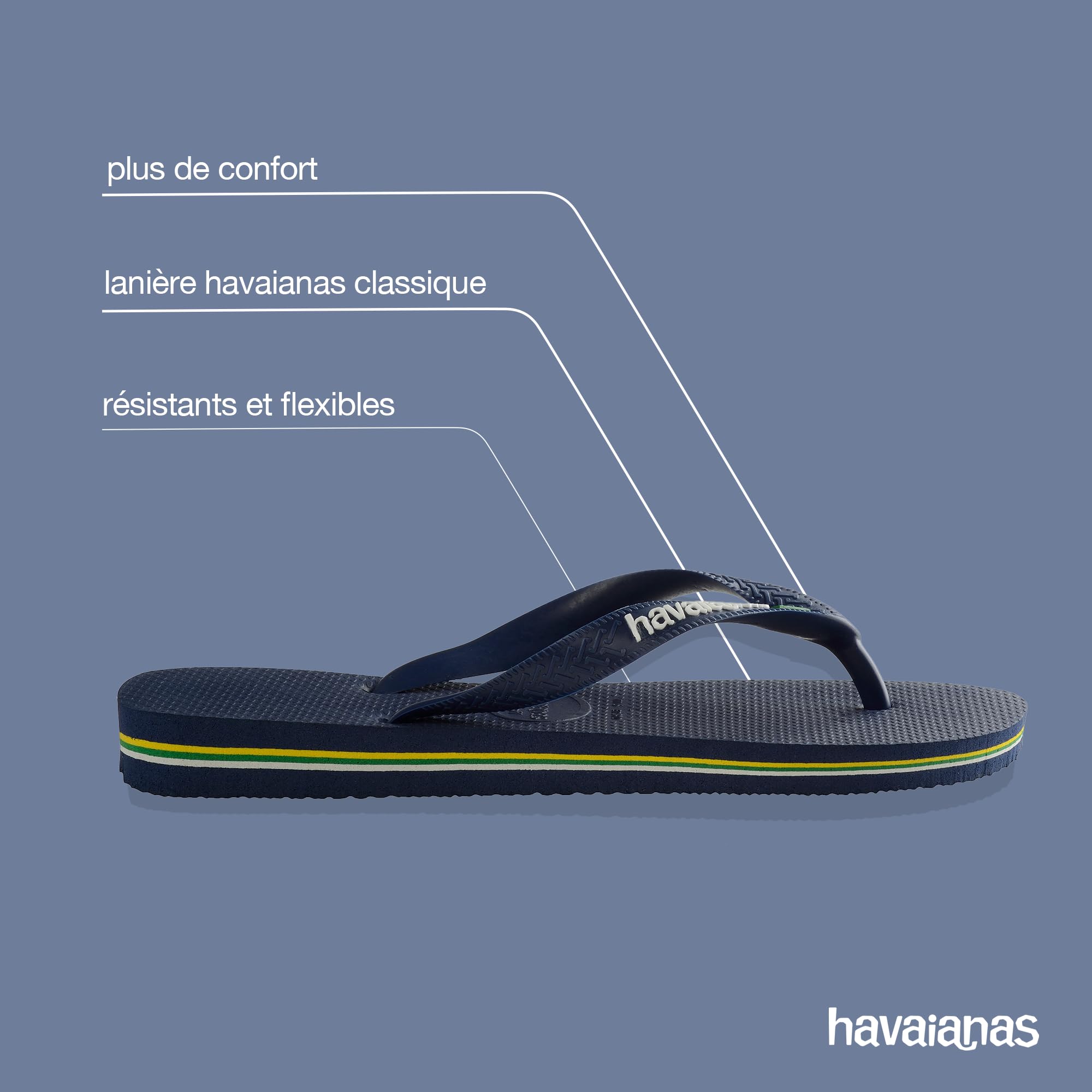 Havaianas - Brasil, Tongs Classiques, Confortables et Durables, Hommage à la Coupe du Monde 1998, Lanières avec le Drapeau du Brésil, Semelle Antidérapante aux Couleurs du Brésil, Adultes Unisexe