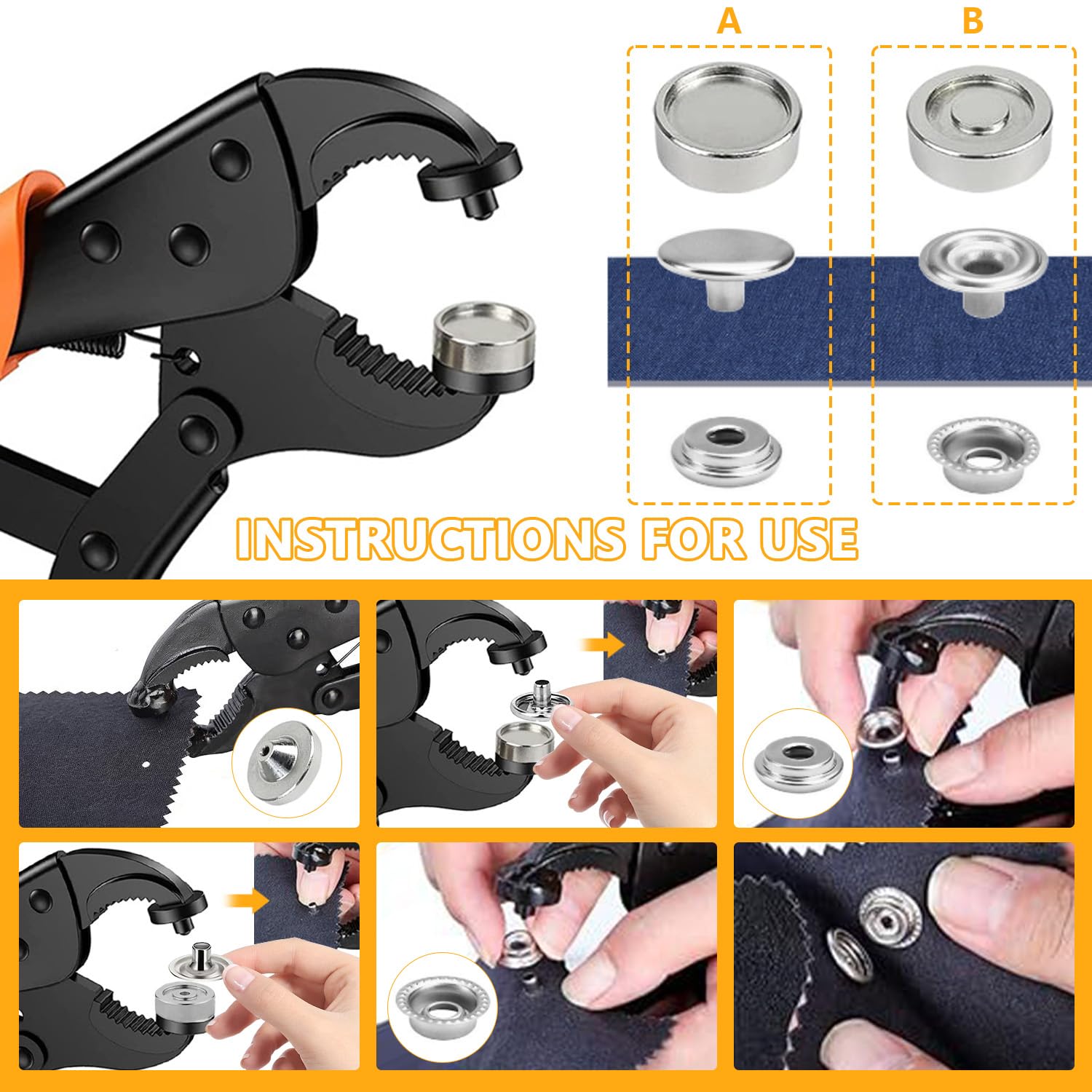 BILLION GOLD Lot De 20 Boutons Pression Robustes Pour Housses De Bateau, Toile, Cuir, Bâches