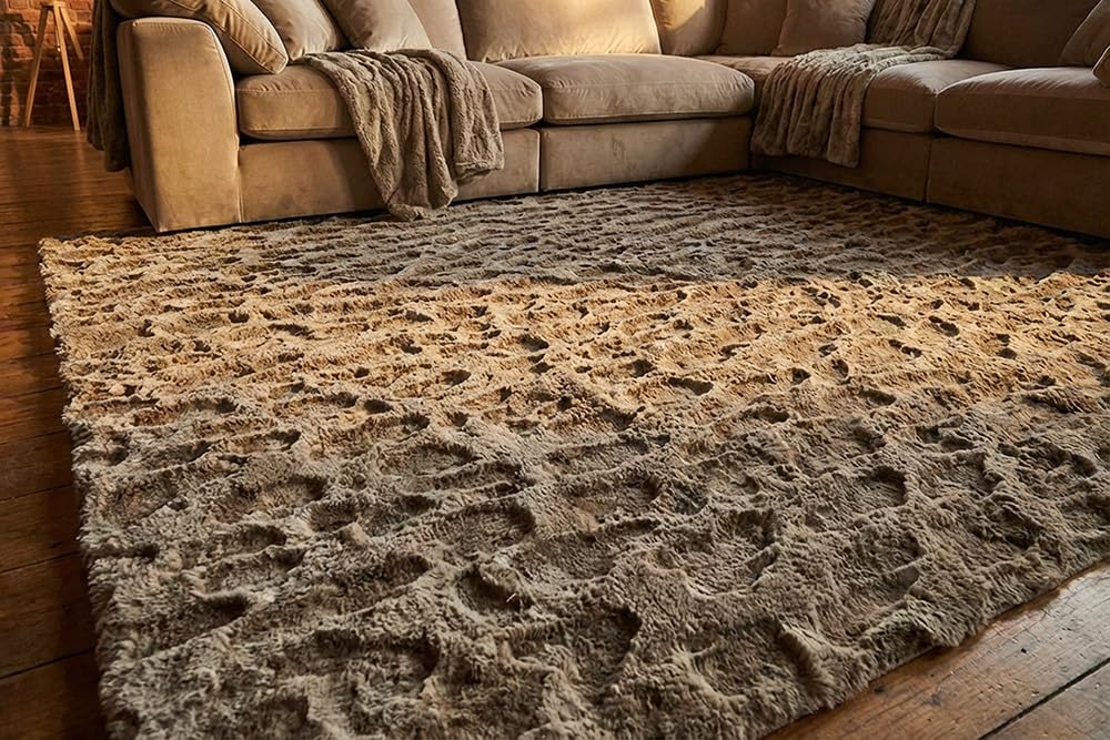 Riess Ambiente 3D Hochflor Teppich Dune 230x160cm Taupe - Baumwollmischung
