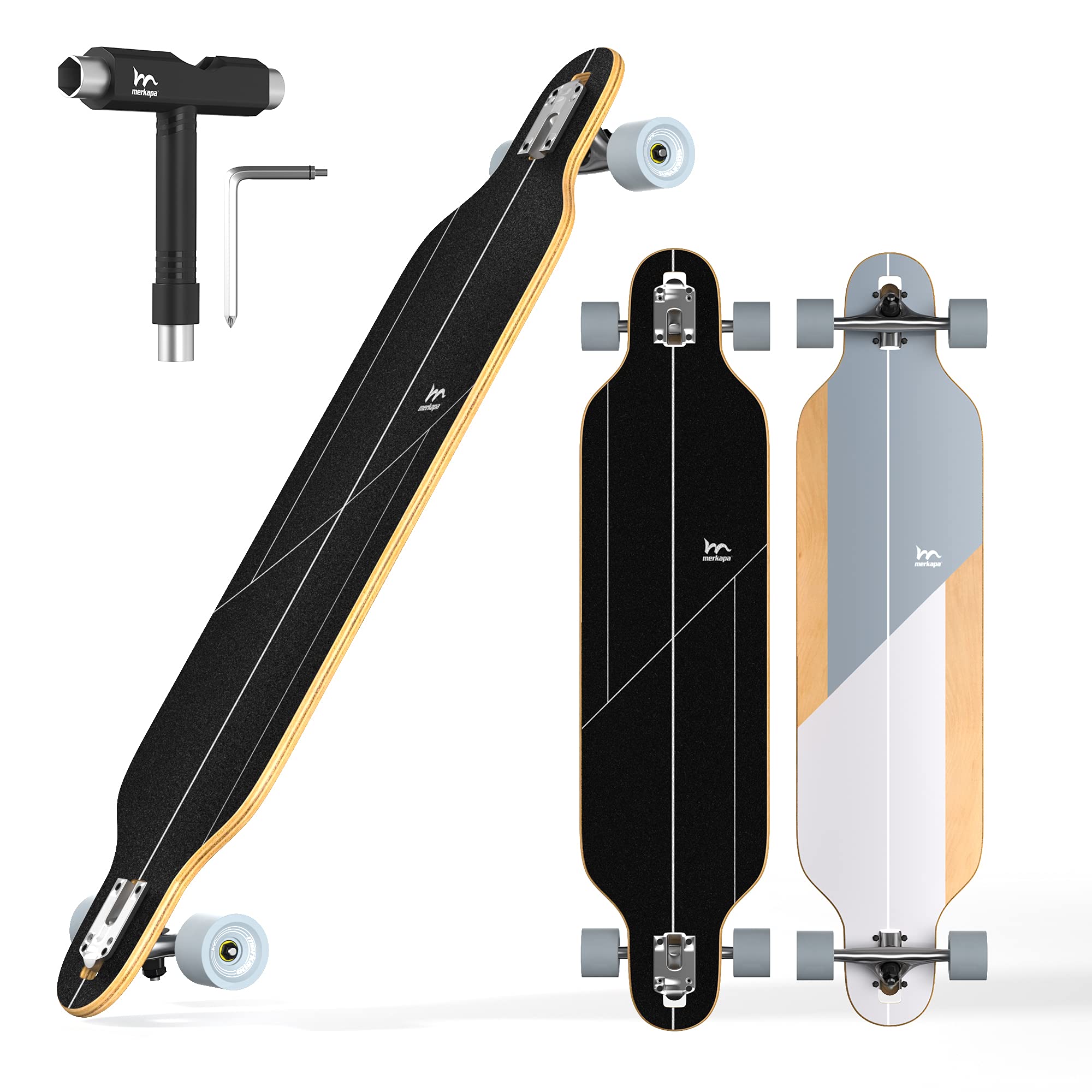 M Merkapa 41 Inch Drop-Through Longboard Skateboard Cruiser