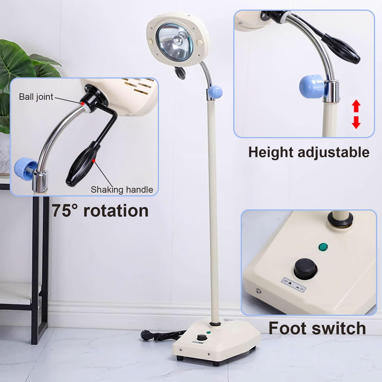 Lampada Chirurgica Medica Dentale Lampada Design Con Interruttore A Pedale Lampada Mobile per Animali Domestici Regolabile in Altezz per Ospedali