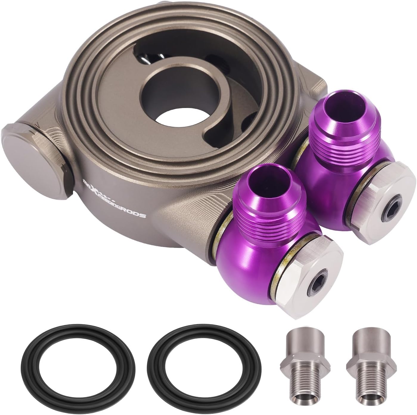 maXpeedingrods Oil Cooler Filter Sandwich Adapter, 360° Rotatable Thermostat Adapter Fit for M20 x 1.5 and 3/4-16 UNF Threading Blocks and Oil Filters