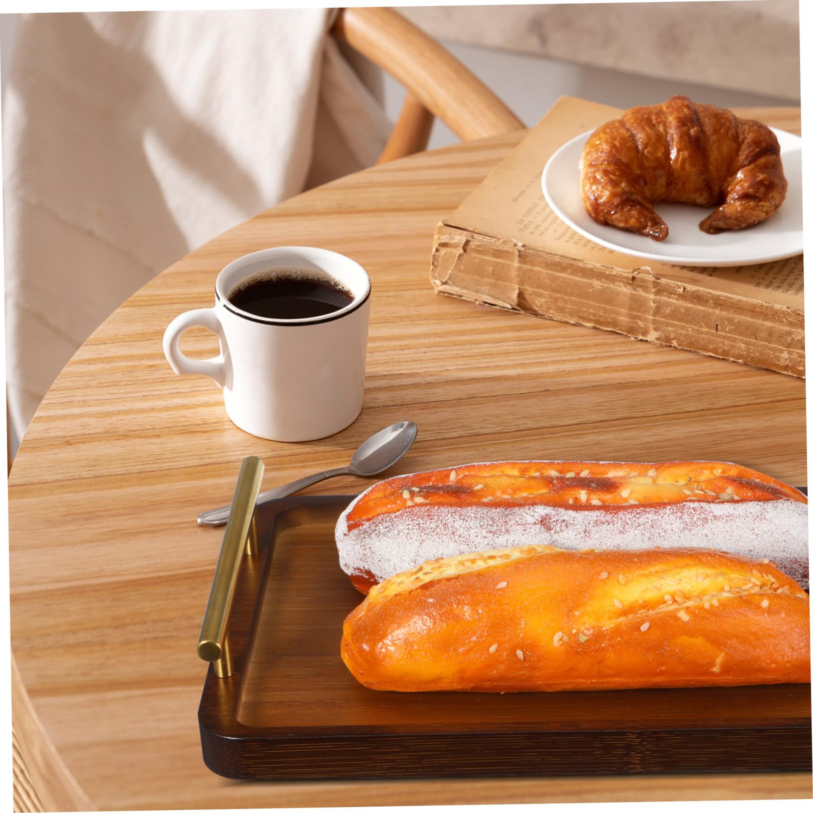 Vassoio da portata in bambù ecologico leggero con manici, perfetto per tè, caffè, colazione e intrattenimento, decorazione rustica per la casa essenziale