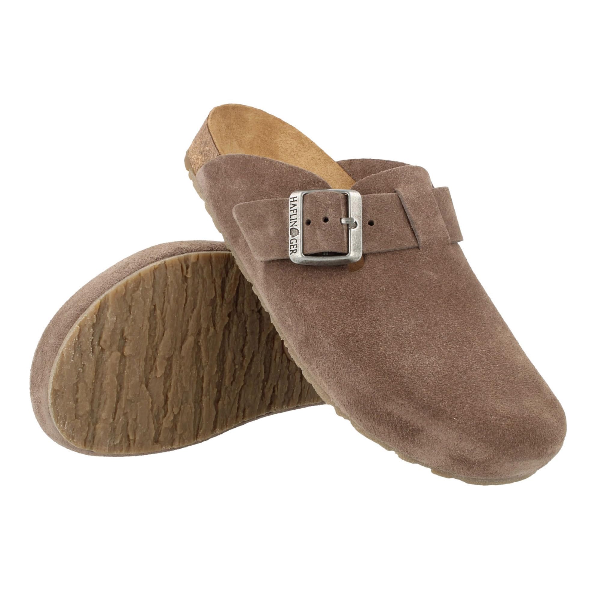 HAFLINGER Porto eleganckie chodaki ze skóry, gumowa podeszwa i korek, lateksowa wkładka, pantofle, uniseks