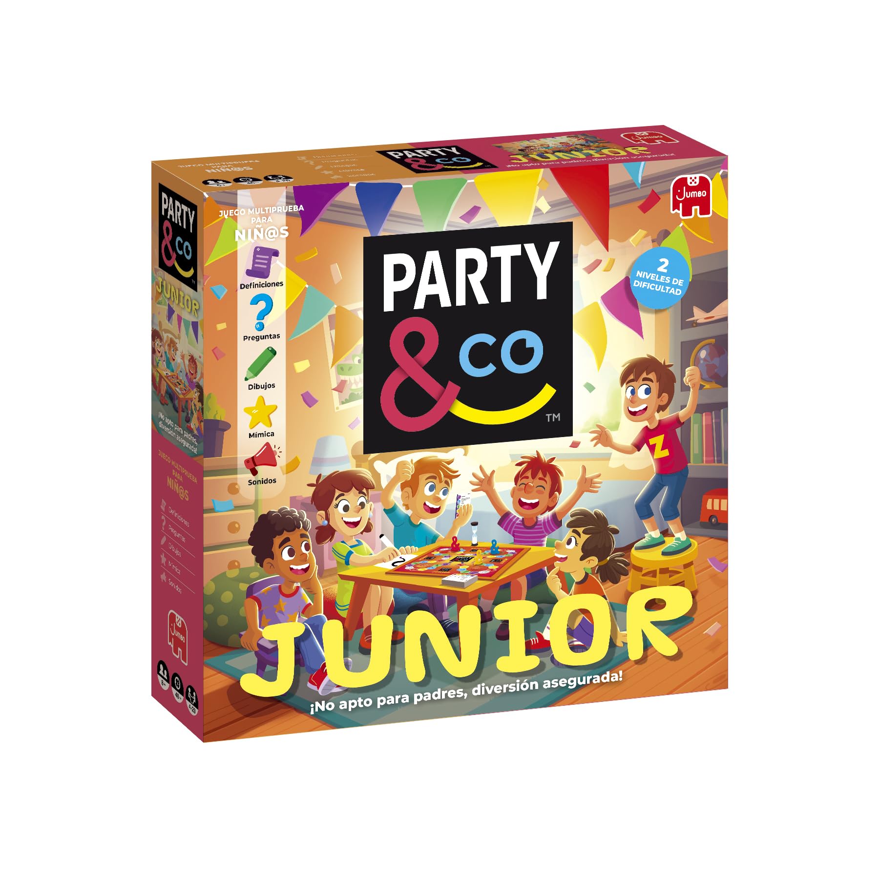 Party & Co. Junior - Juegos Infantiles para niños +8 Años, Juego de Mesa Multi-Prueba, Juego de Mesa por Equipos, Regalos niños 8 años