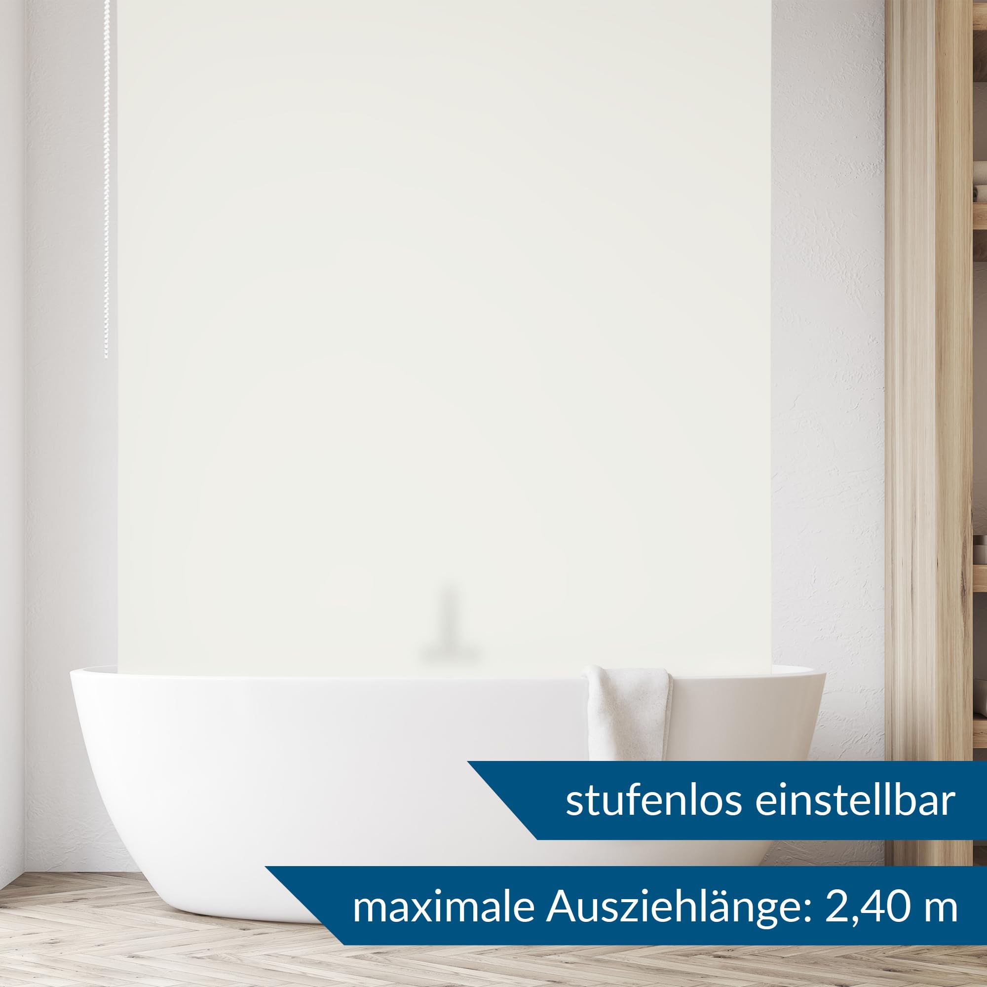 TEXMAXX® Duschrollo für Badewanne mit Seitenzug - Verschiedene Breiten/Duschvorhang Badewanne/Badewannenvorhang/Badewanne Vorhang - 140cm breit x 240cm inkl. Zubehör - Beige