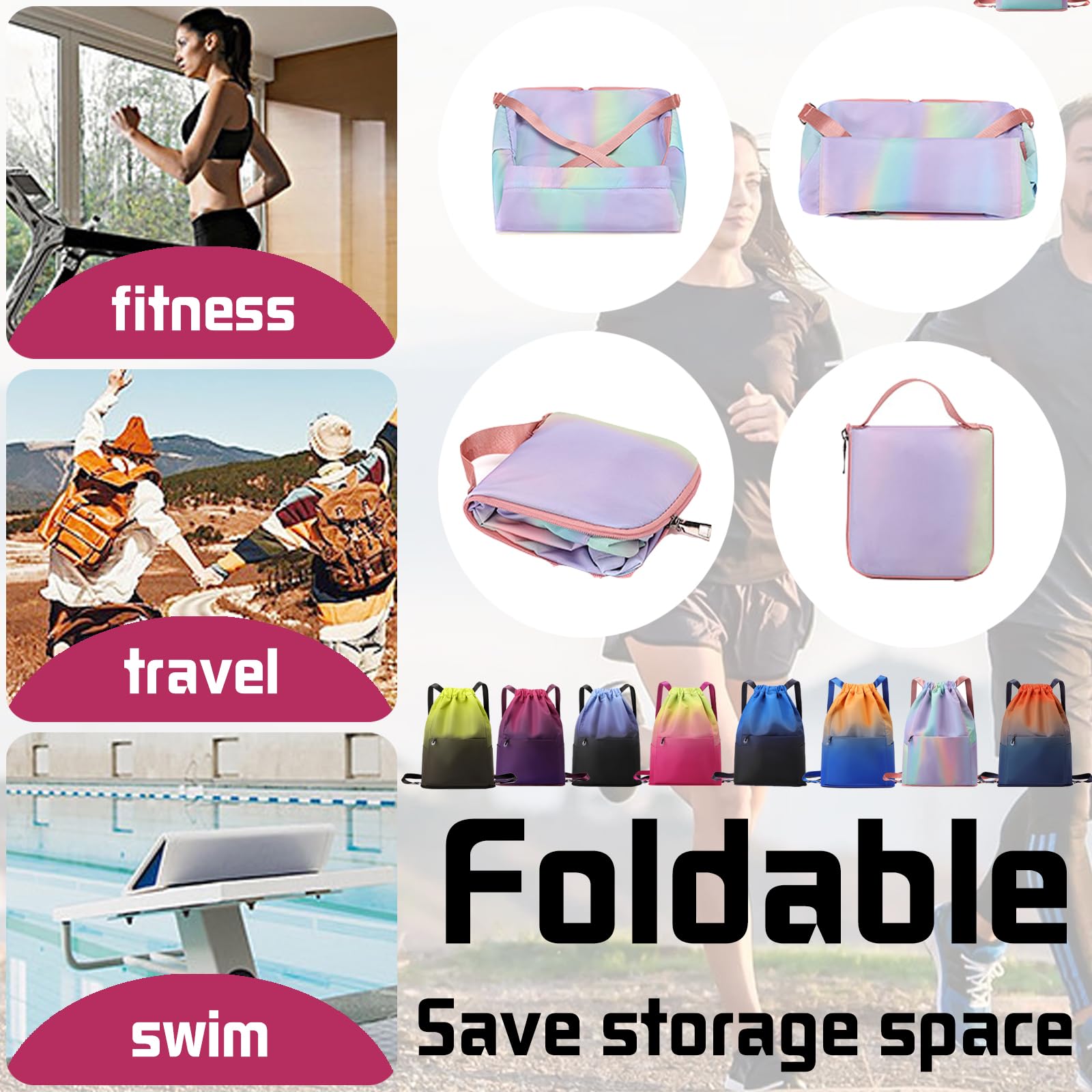 Niños Mochila de Fitness, Mochila Deportiva, Deportiva Impermeable Bolsa de Playa, Bolsa de Deporte, Mochila Cuerdas para Mujer Hombre, para Compras Deporte Viaje
