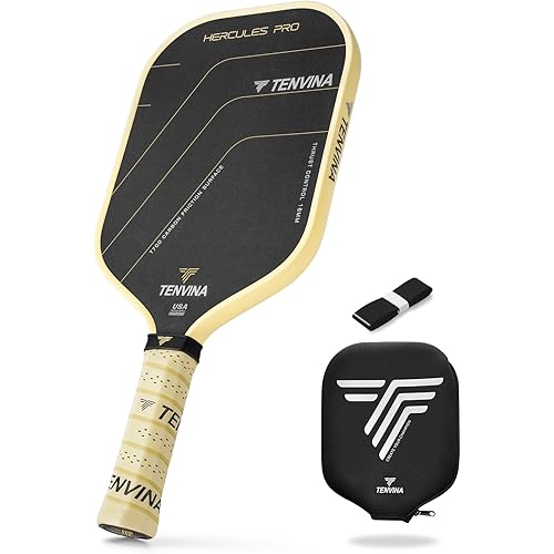 TENVINA Pickleball Paddles, Professional Thermoformed Pickle Ball Paddle, T700SC Friction Carbon Fiber Pickleball Paddle USAPA Approved, Unmatched Power and Larger Sweet Spot