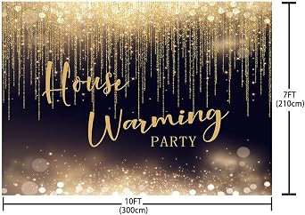 SENDY Housewarming Backdrop Black and Gold Sweet Home Party Photography Background Bokeh Glitter Party Decorations