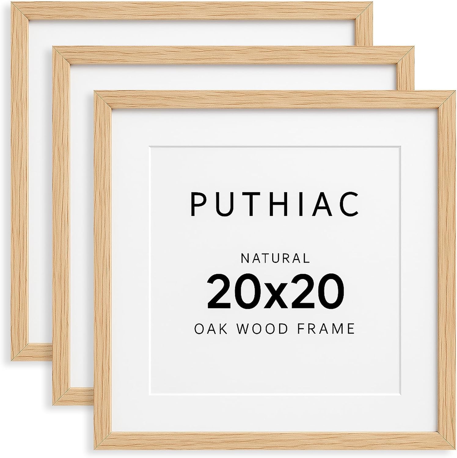 20x20 Oak Wood Picture Frames -20"x20" Poster Frames for Wall, 20x20 Picture Frame, 20 x 20 Picture Frames, 20 x 20 Frames for Wall(3 Pack, Beige) Beige-3P 20x20