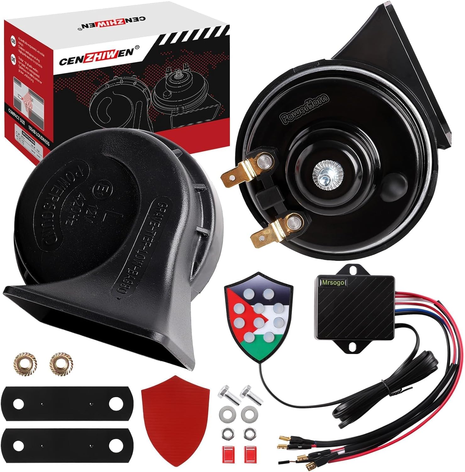 Musical Car Horn with Controller 12v Motorcycle Horns High/Low Tone Metal Dual Horns Kit Waterproof with Cars, Motorbike,Pickup. Alternative Electronic Components for Cars and truck(10-tone)