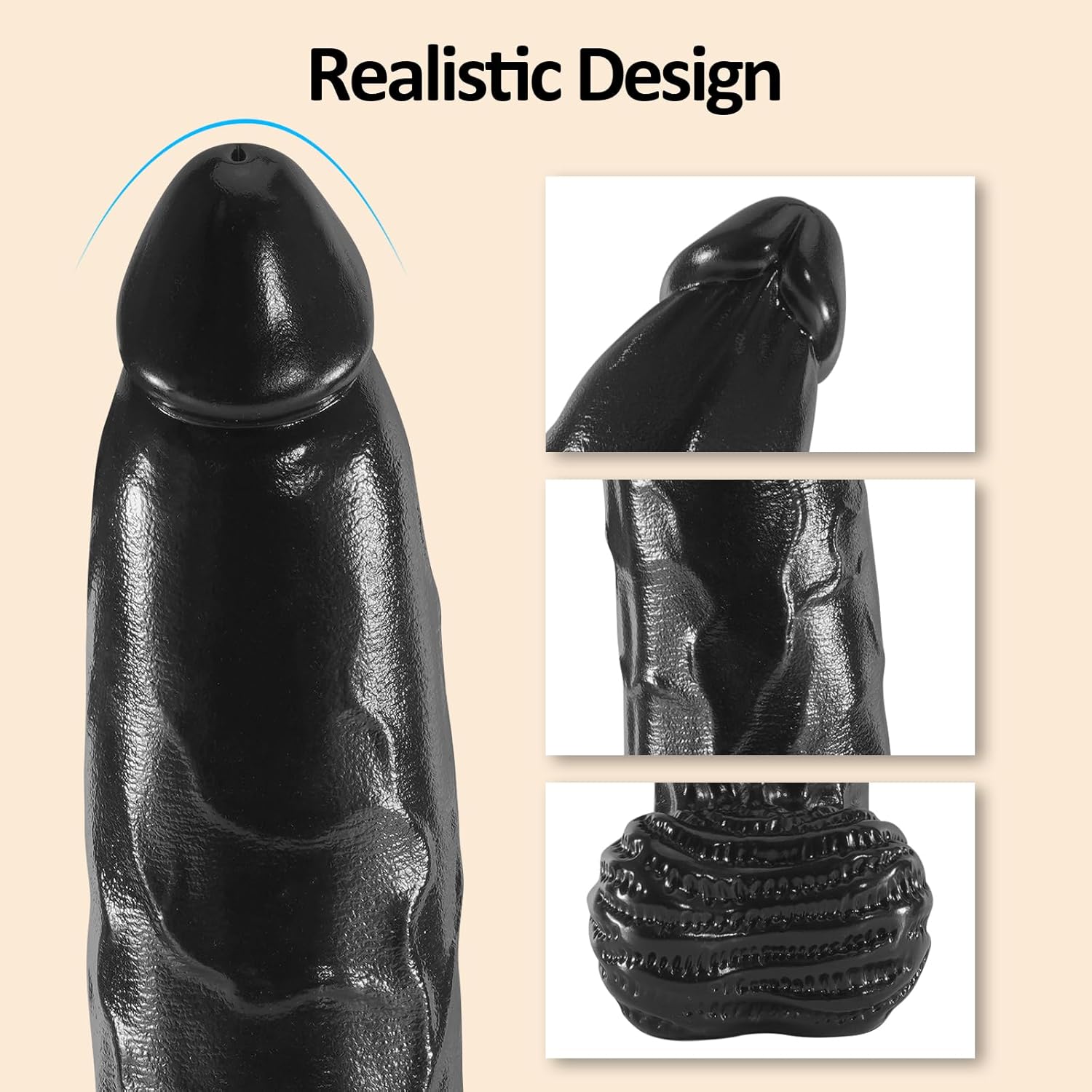 3.34" Diameter Thick Huge Dildo,13.3 inch Giant Realistic Black Dildo for G-spot Stimulation, Adult Sex Toys for Women Men Gay
