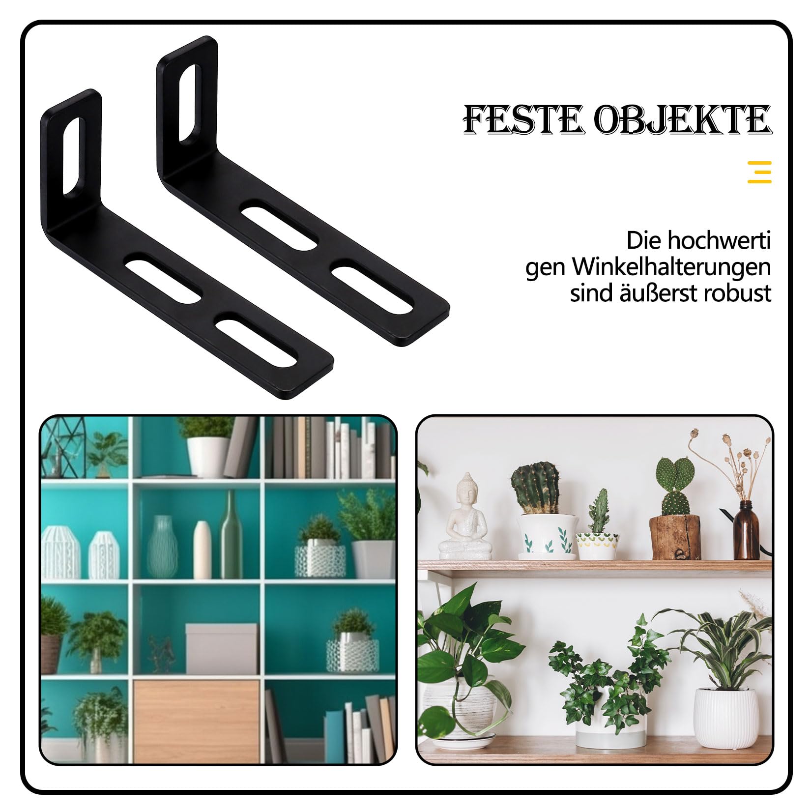 Staffe Angolari Metalliche 6 Pezzi | 110x50x24mm Con 3 Fori Allungati Per Mobili - Foto 2