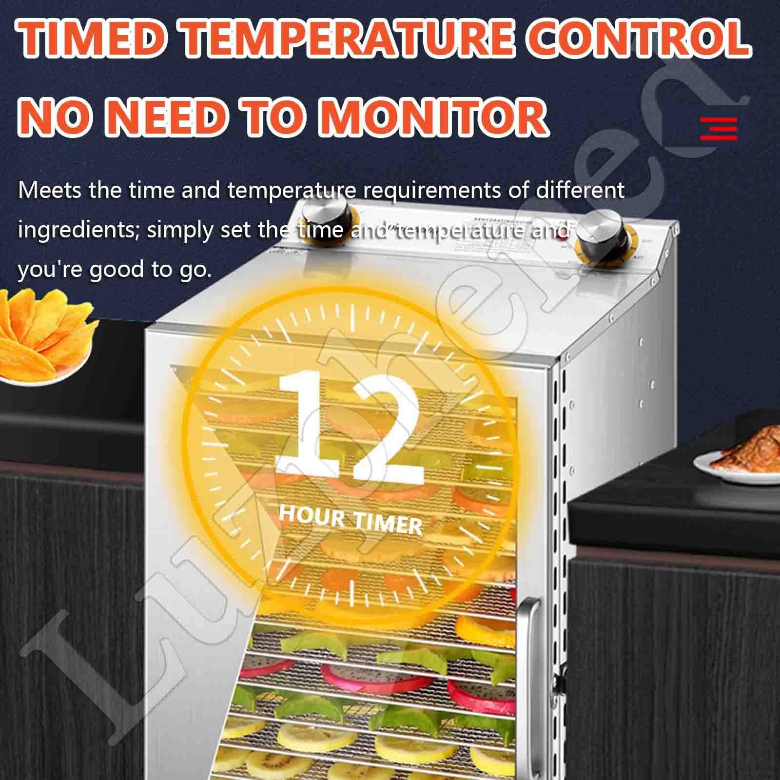 Deshidratador de Alimentos, Máquina liofilizadora, Secador de Alimentos Eléctrico 800 W, Deshidratador Eléctrico de Frutas y Verduras Temperatura Ajustable 30-90 °C 18Layer