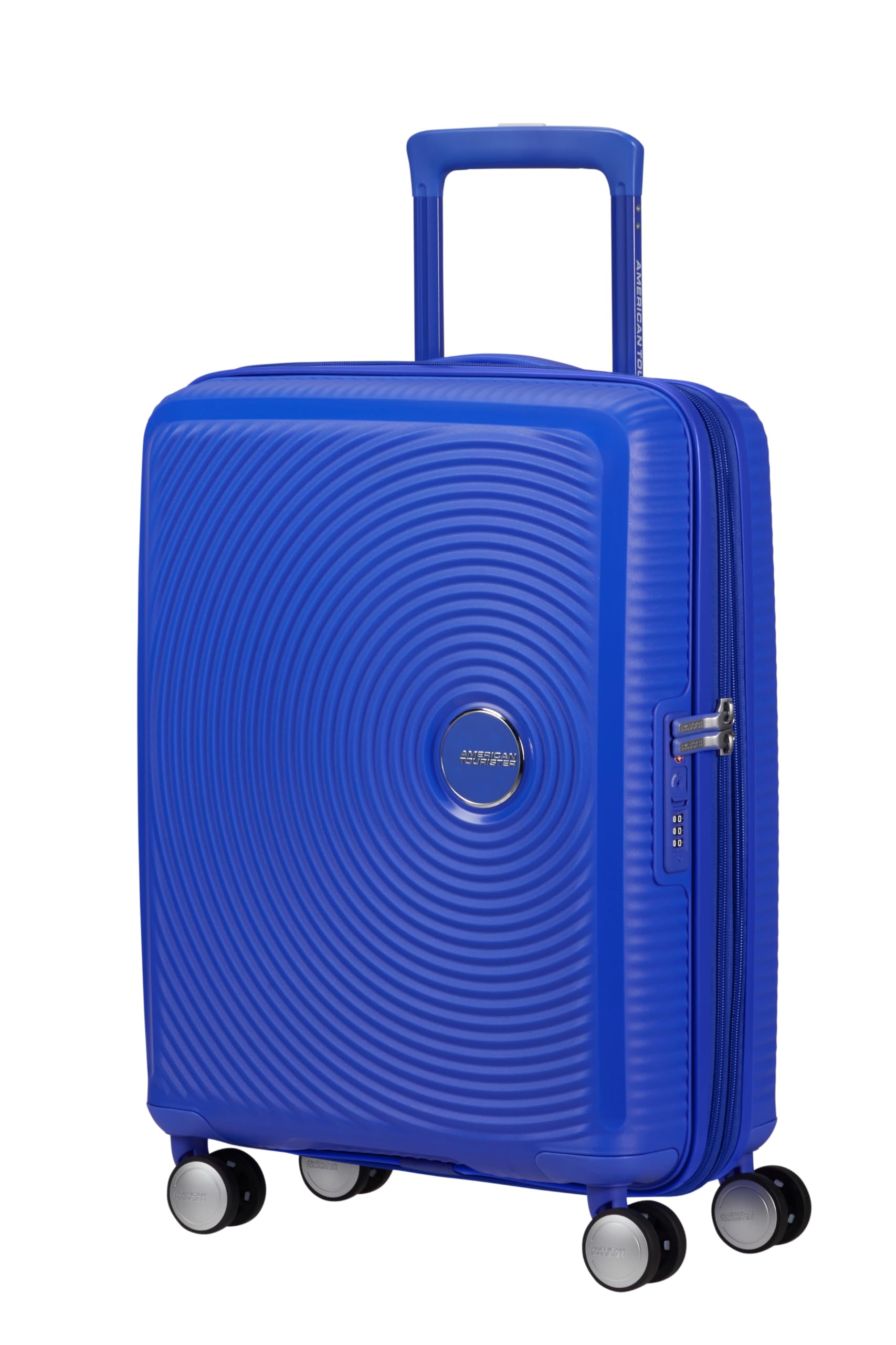 American Tourister Soundbox - Handgepäck Koffer 55 x 40 x 20/23 cm - Hartschalen Kabinentrolley für EasyJet & die meisten Airlines, Erweiterbar, 35.5/41L, Blau (Cobalt Blue)