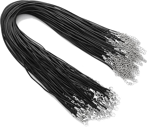 100 piezas de cordón encerado para collar con cierre, collar a granel, cuerda, pulsera, cuerdas para hacer joyas, colgantes, suministros de
