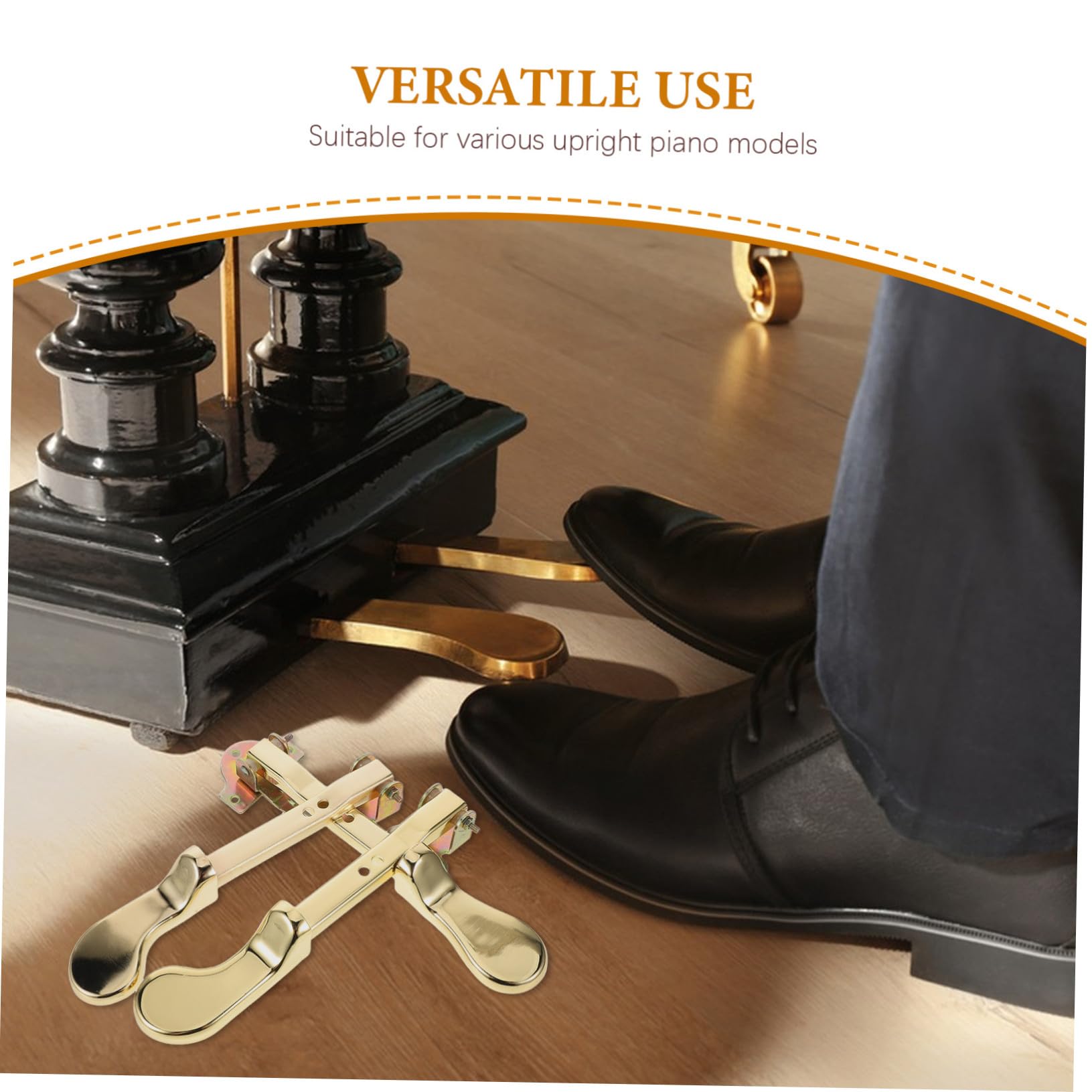 Pedal de Sostenido de Piano Vertical Dorado de Metal 3 Piezas | Diseño de Doble Orificio, Compatibilidad, Acabado Elegante para Músicos Profesionales