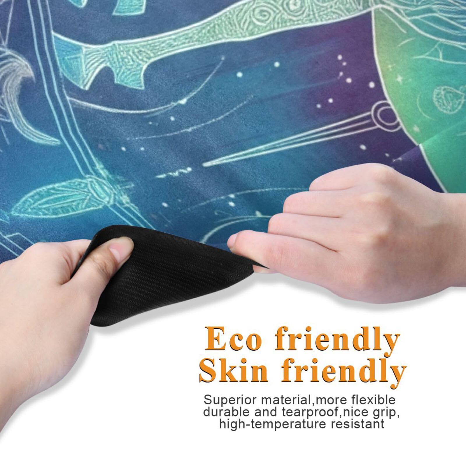 Horse Neon Mystery Tarot Cards printed travel yoga mats Thick 1 mm for exercise non slip, with yoga bag for mat tapete para ejercicio 71x26 inches