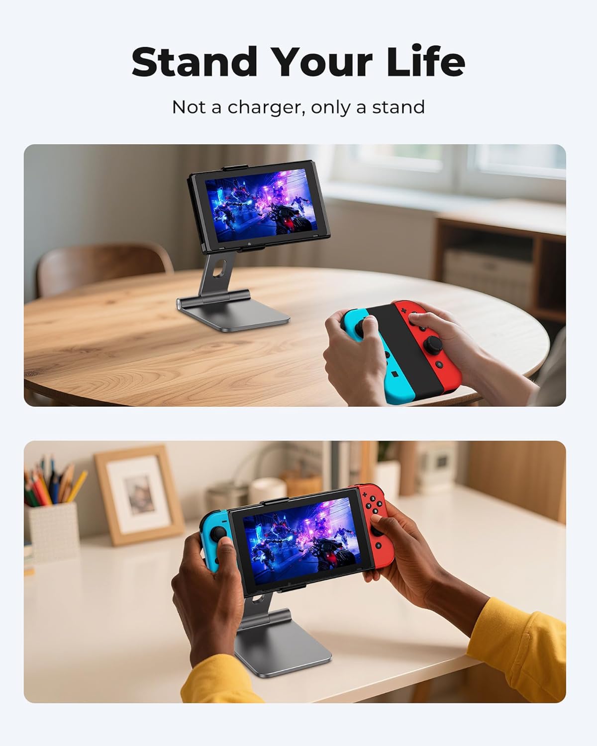 Antank Foldable Magnetic Stand Compatible with Switch, OLED & Mag-Safe, Portable iPhone Stand Holder for Desk, Aluminum Alloy Adjustable Phone Stand Mount for Switch, iPhone 16/15/14/13/12/11