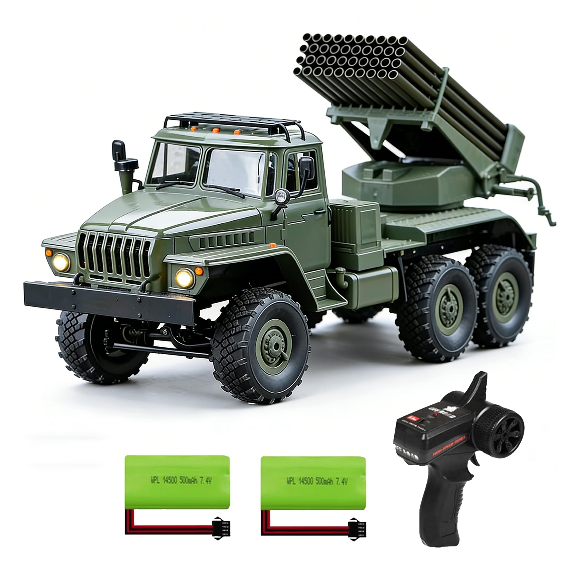 1:16 Scale RC Truck, 6WD Military Transport Remote Control Car, All-Terrain Off-Road Vehicle with Full Proportional Control, LED Lights &amp; Openable Doors, Hobby Toy for Adults and Collectors
