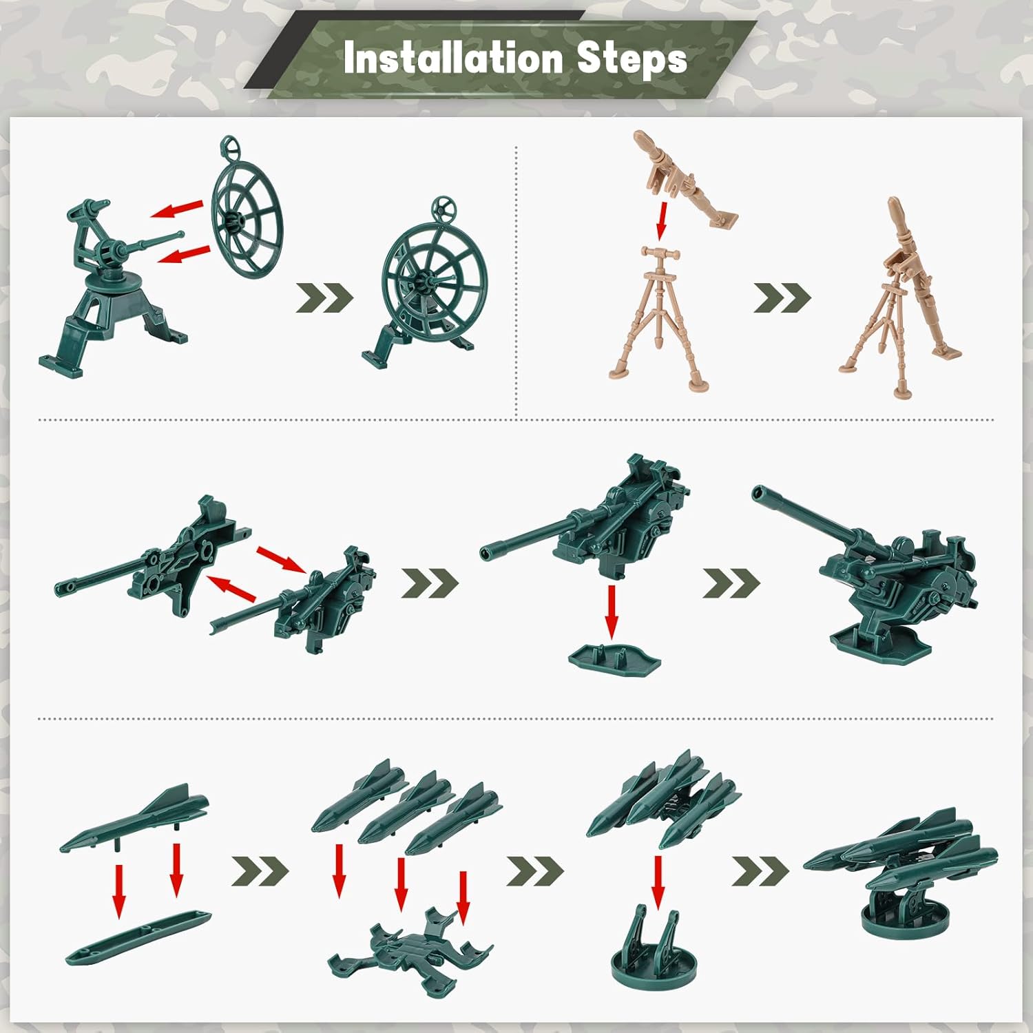 deAO 120 PCS Army Men Toys Large Battle Playset Includes Army Men Action Figures, Military Battle Mat, Helicopters,War Room,Army Toys for Boys Age 4-12