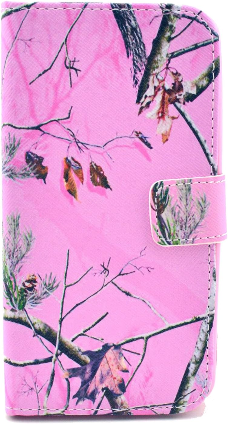 LG G2 Case, Speedtek Pink Pinetree Pattern Premium PU Leather Wallet Flip Protective Skin Case with Magnetic Closure for LG G2 LG Optimus G2 [At&T, Sprint, T-Mobile] (Built-in Credit Card/ID Card Slot)