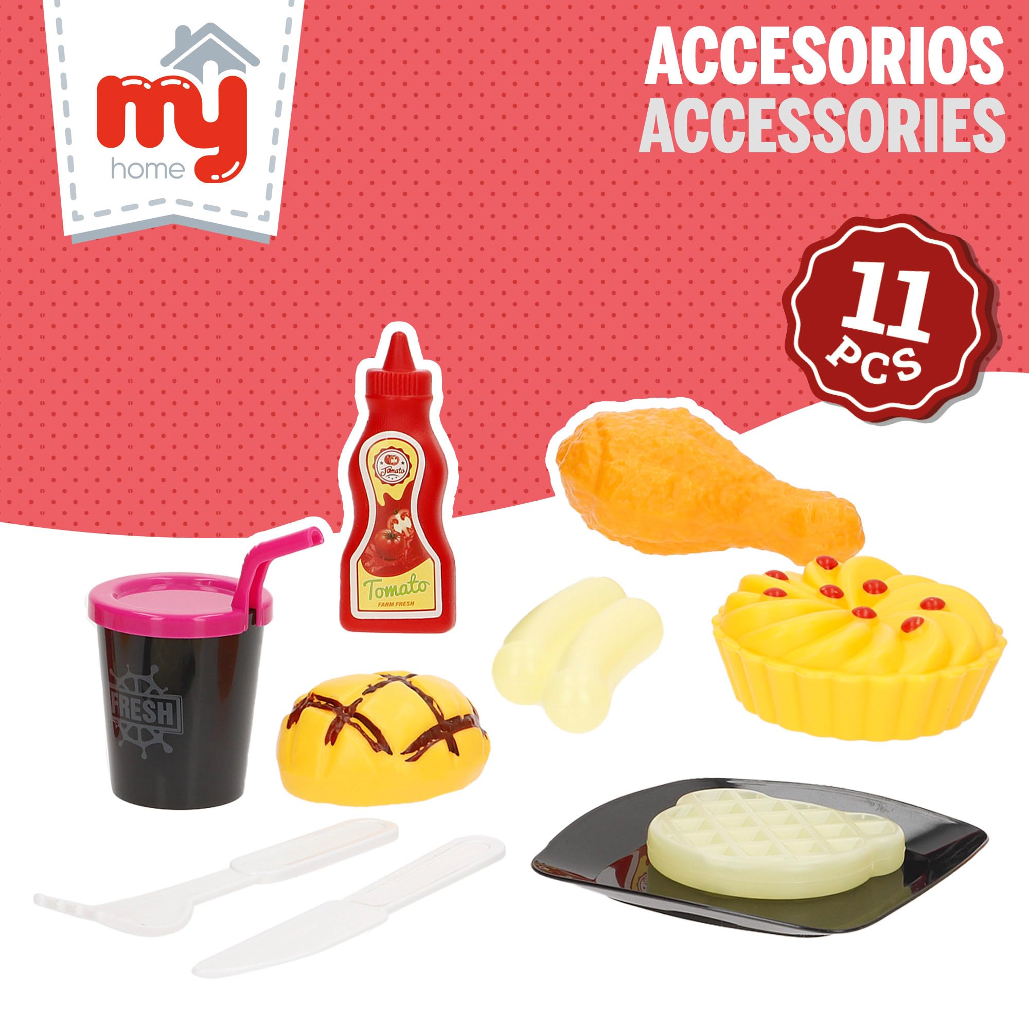 ColorBaby My Home Friggitrice ad aria per giocattolo, luce e suono, include accessori, giocattoli simbolici, set da cucina, giochi per ragazzi e ragazze, regali per bambini, a partire da 24 mesi