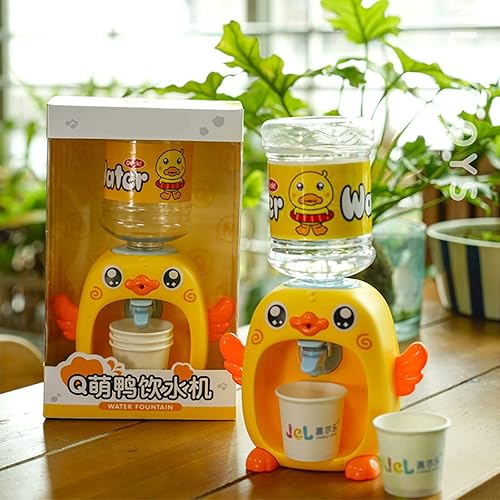 Miniatura 5 de LUOZZY Mini dispensador de agua para niños, máquina de agua de rana cerdita de dibujos animados, fuentes de agua potable, juguetes para niños (pato)