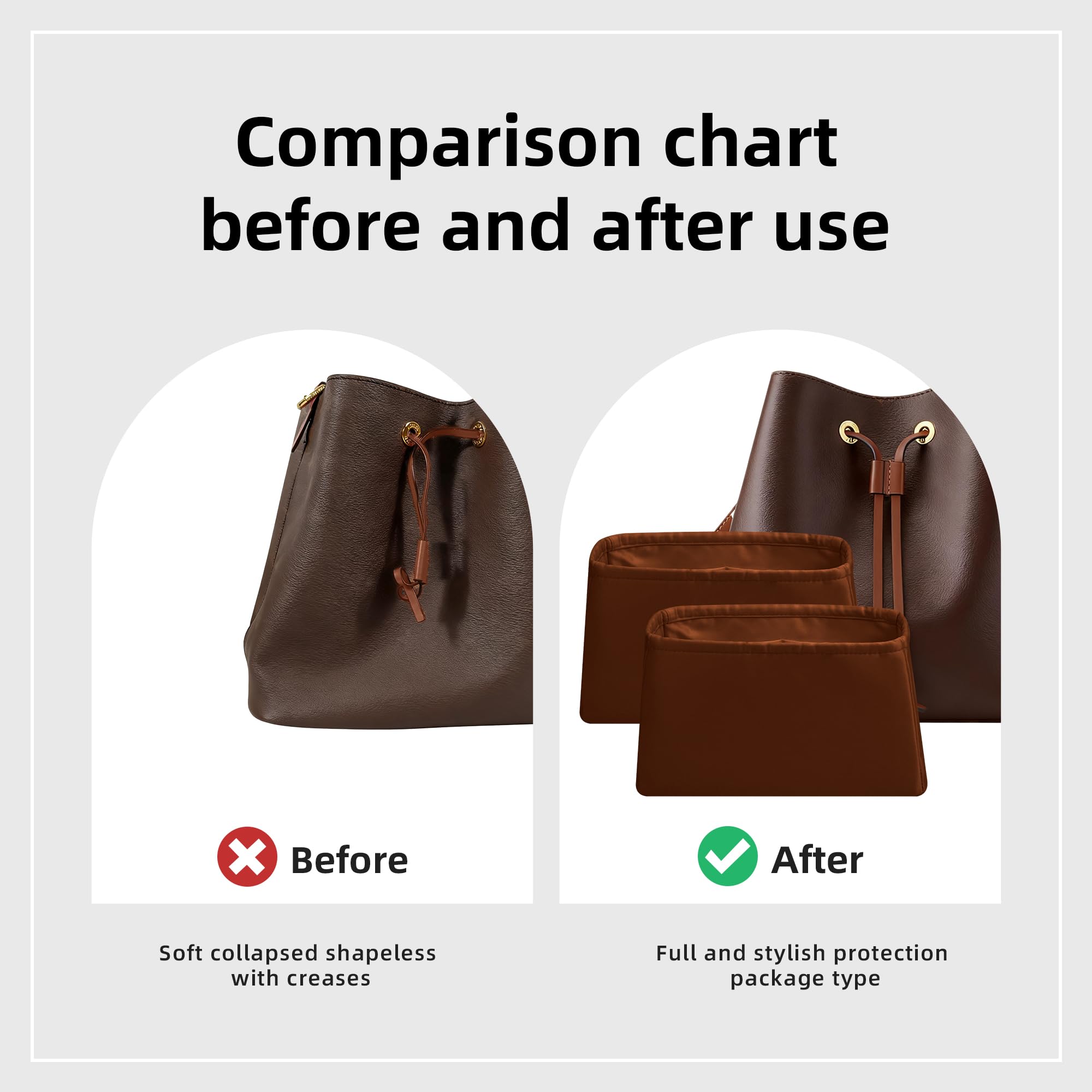DGAZ borsa organizzatore in seta, 2 pezzi borsa organizer per Neonoe MM con scomparto, di peso leggero bag in bag organizer (Oro, Neonoe MM)