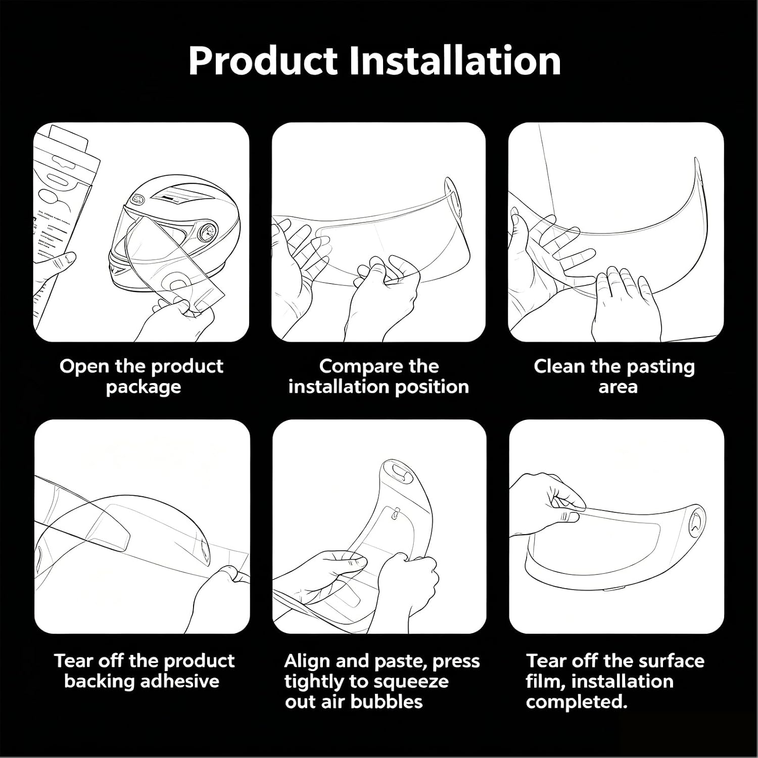 Universal Anti Fog Film for Motorcycle Helmet Visor, Helmet Face Shield Anti Fog Visor Insert, Long-Lasting Performance, Easy to Install, No Glue Residue, Ideal for Cold & Rainy Weather Riding