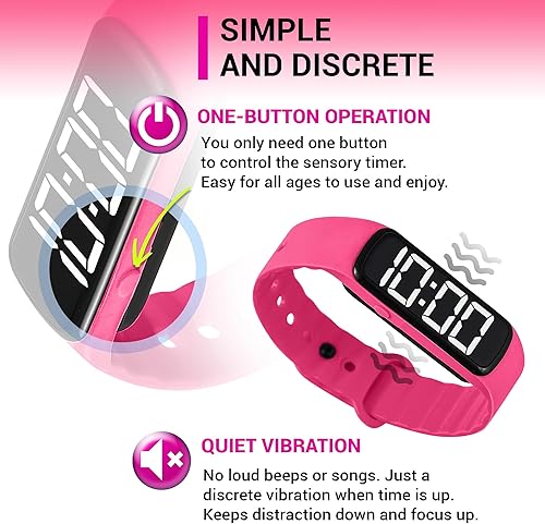 Miniatura 5 de Temporizador de Muñeca Sensorial para Niños, Maestros, Estudiantes, Reloj Recordatorio Simple con Alarma Silenciosa, Cuenta Regresiva para el Aula