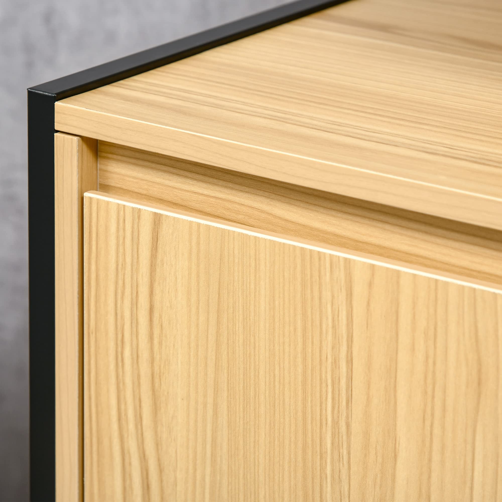 kleankin Szafka pod umywalkę Szafka łazienkowa Metalowa szafka pod umywalkę Podwójne drzwi - 60 x 30 x 62,5 cm - czarny i kolor drewna