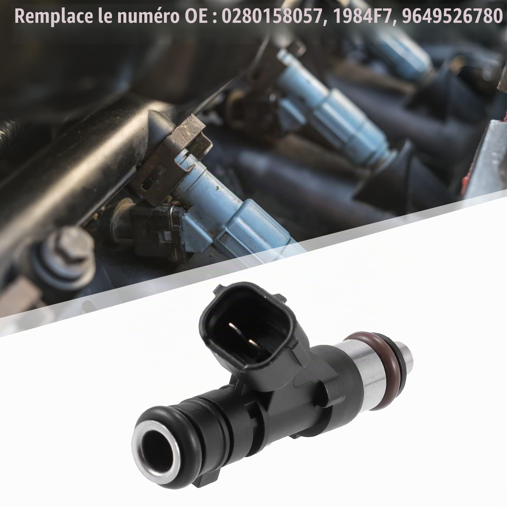 A ABSOPRO Injecteur De Carburant 4Pcs Pour Citroen C4 1.6L 04-11 | 67X37X19mm,12V,OE0280158057,1984F7,9649526780,Pour Citroen C2,C3,C4,Xsara Picasso,Pour Peugeot 1007,206,207,307,308,Partner