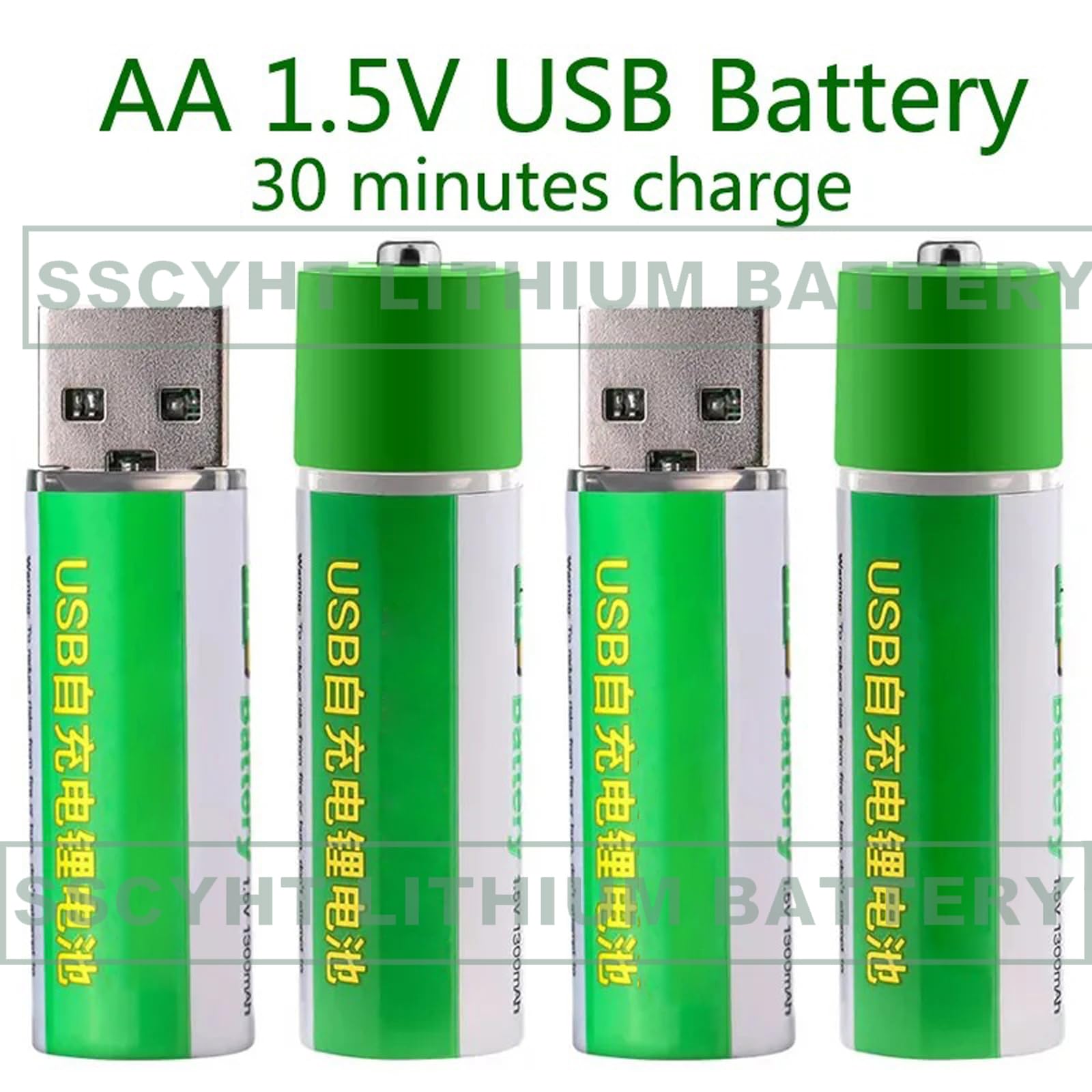 Batería de polímero de Litio AA Recargable por USB, batería de Repuesto de 1,5 V, 1300mAh, Carga rápida, 2000 ciclos