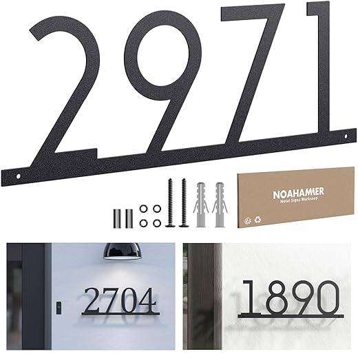 Modern House Numbers for Outside Personalized, Custom Metal Address Siqns for Houses, 5-9 Inch Large Number Address Plaque with Floating Screw Kit, 911 Visibility Address Numbers for House