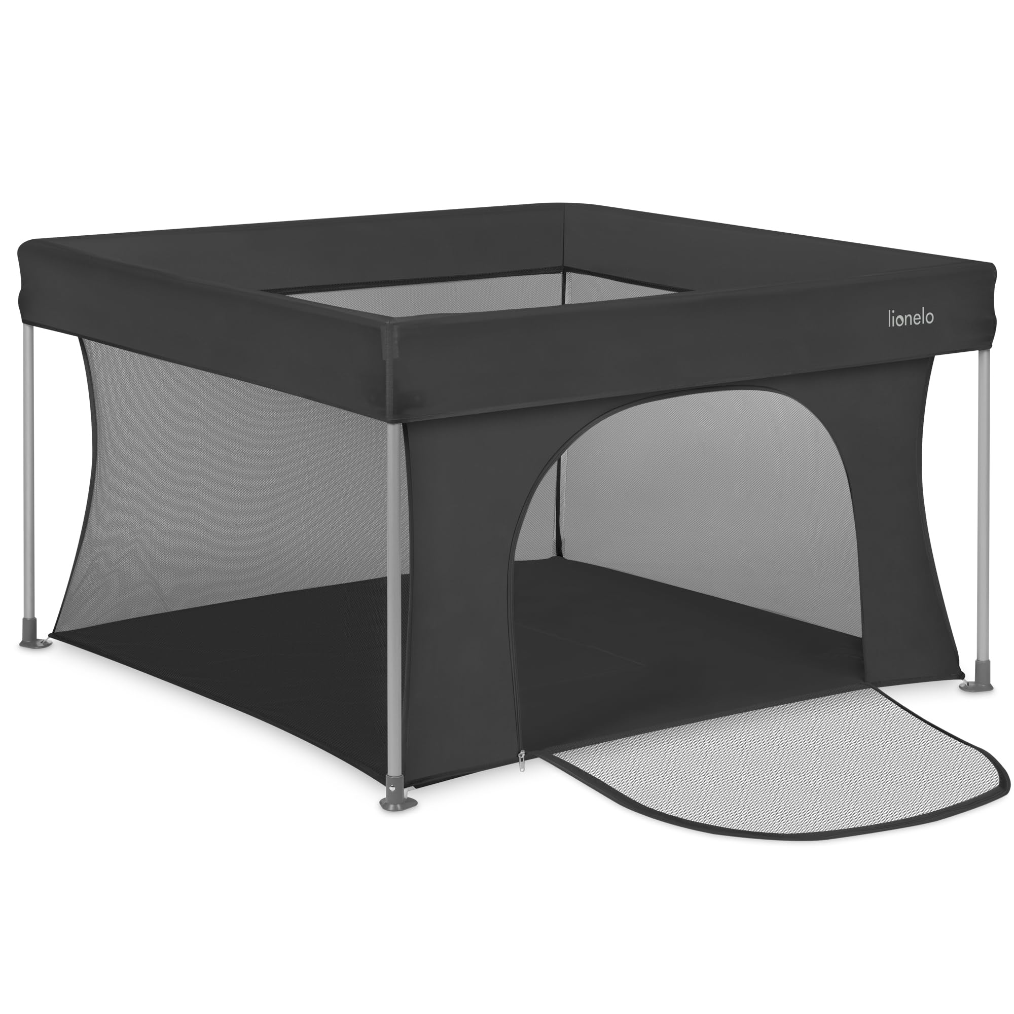 LIONELO Paco Baby Laufstall Faltbar 111 x 111 cm, Kompaktes Laufgitter für Zuhause und Reise, ab Geburt bis 4 Jahre, 4,1 kg, Mit Tragetasche, Netzseiten, Seiteneinstieg, bis 15 kg