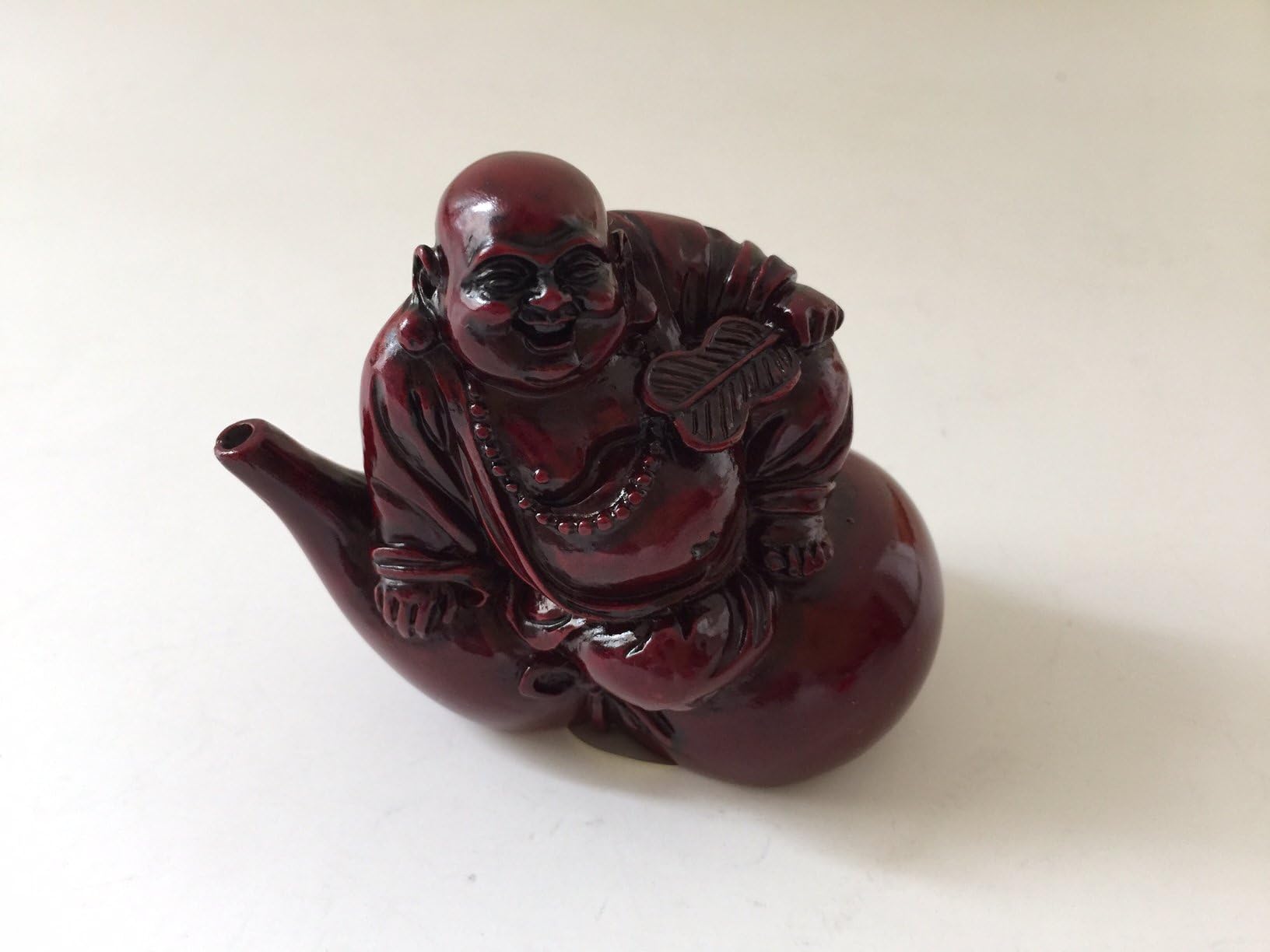 Feng Shui Money Lucky Laughing Buddha Statue Holding Wu Lou 2.5"