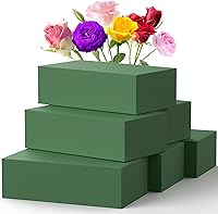 AYNAUHX Upgraded 6-Pack Floral Foam Blocks - Wet/Dry Styrofoam for Fresh & Artificial Flowers, 5.5x3.1x1.6" Green Plant Foam