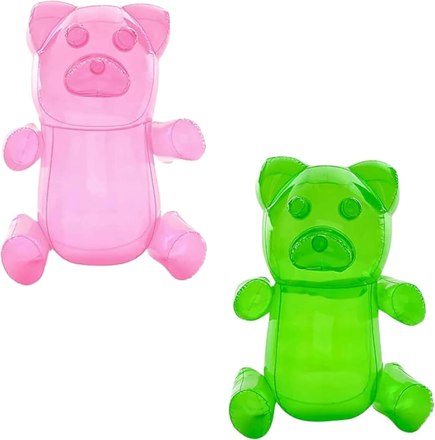 4E's Novelty Inflatable Gummy Bears 2 Pack Huge Size - Great for Party Decorations, Unique Blow Up Pool Toys for Kids (Pink & Green, 3FT)