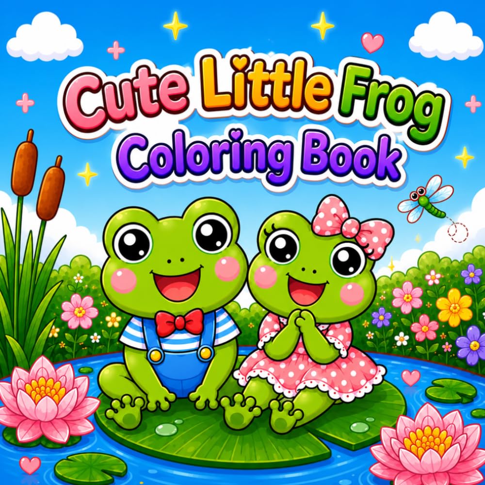 Cute Little Frog Coloring Book: Cozy & Kawaii Frog Adventures for Relaxation and Creativity