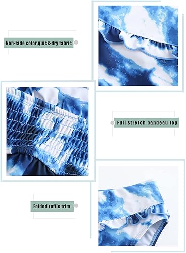 Miniatura 4 de Traje de baño de dos piezas para niñas, traje de baño fruncido hawaiano de 3 a 16 años