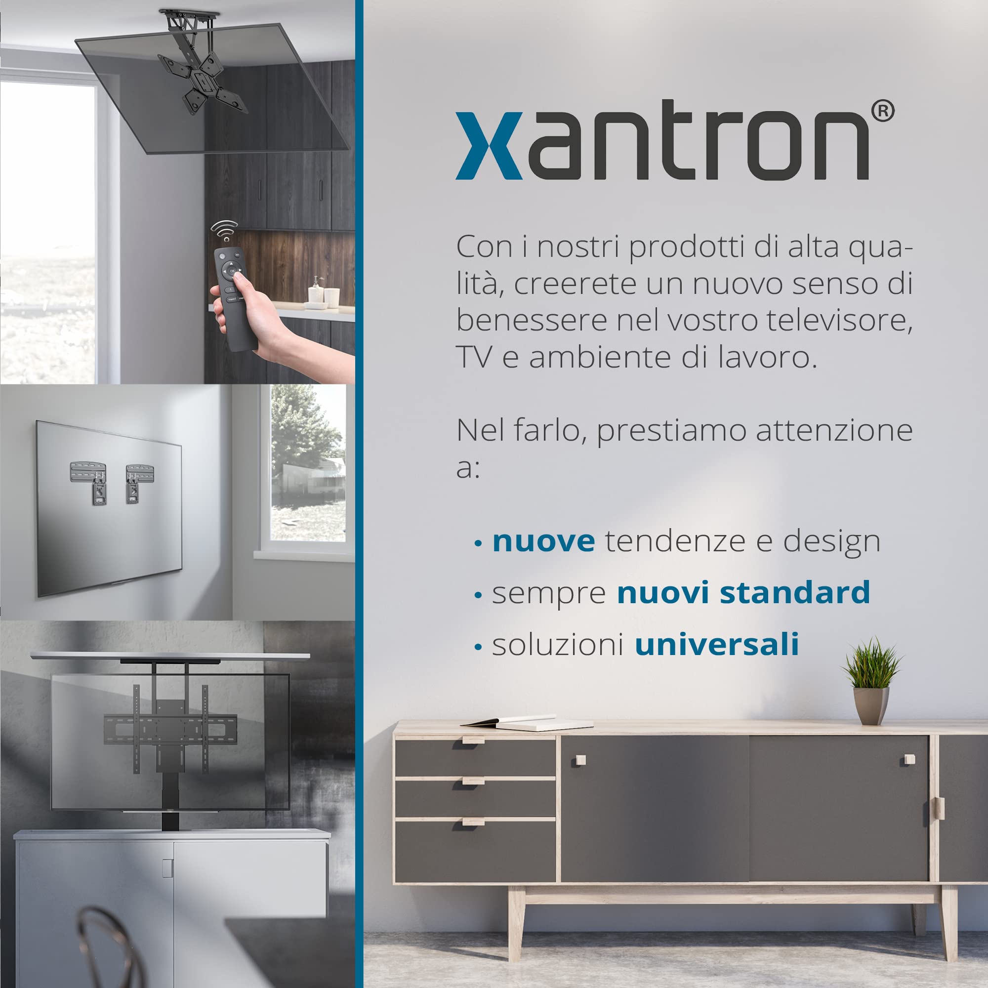 Xantron Supporto TV Parete Girevole Inclinabile 32-60 Pollici, Bianco